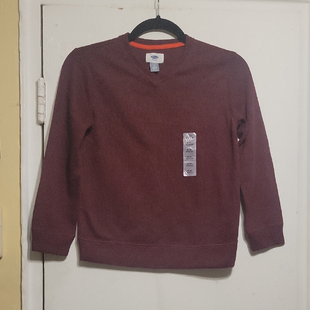 Old Navy Kids V-Neck Burgundy Long Sleeve Shirt SZ M (8)